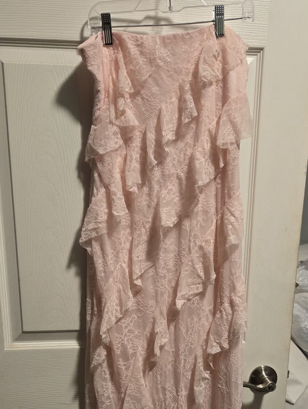 wild fable Pink Ruffled Lace Strapless Dress